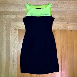 Vintagege 90s black mini dress green accent M